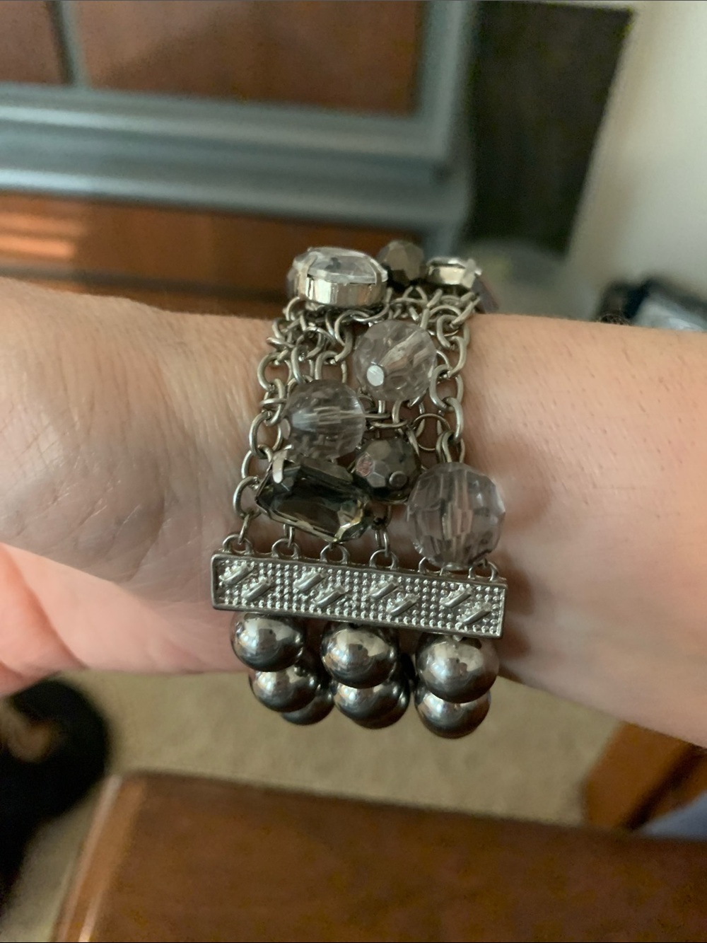 Silver-Tone Multi-Chain Bead Bracelet - Women Jewelry